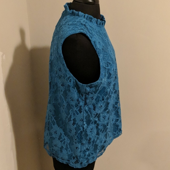 NWT Nanette Lepore Large TealBlue Lace Tank Blouse - Picture 7 of 11